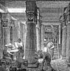 A depiction of the ancient Library of Alexandria.