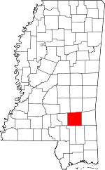 Map of Mississippi highlighting Jones County