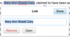 Screenshot of VisualEditor's link tool