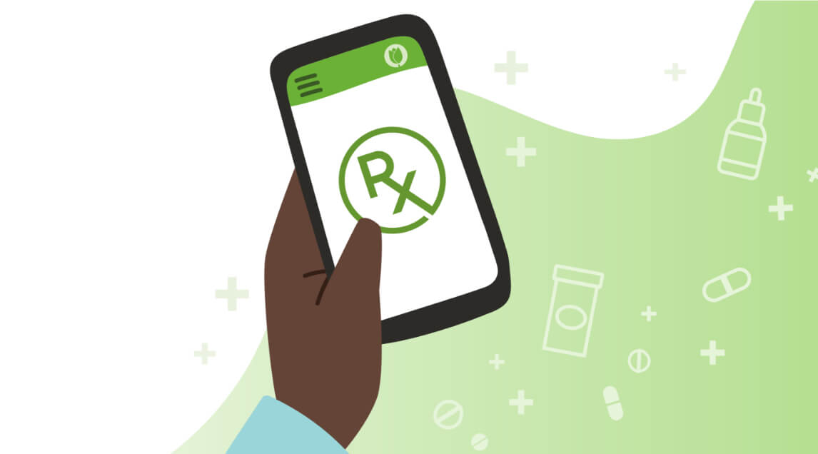 icon of person holding phone that displays Rx on the
          screen