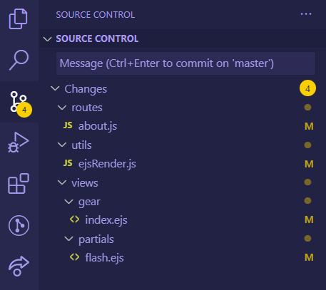 Git Source Control changes in VSCode - Tree View