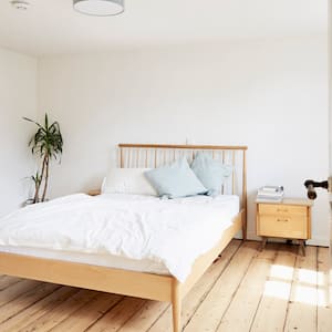 A bright bedroom in a country house