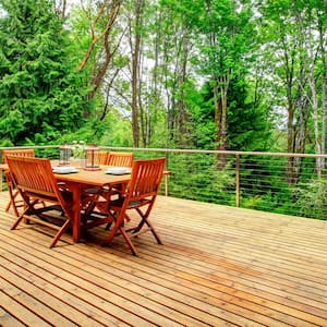 Large cabin deck with forest view