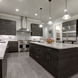 Modern kitchen with dark cabinets