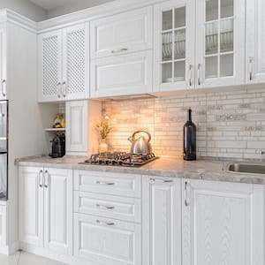 modern kitchen with all white cabinets