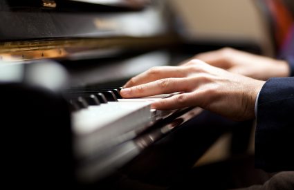 Pianist playing music