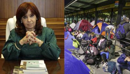 Cristina Kirchner y el acampe en la 9 de Julio.