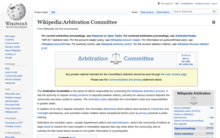 English Wikipedia Arbitration Commitee homepage, June 2021.png