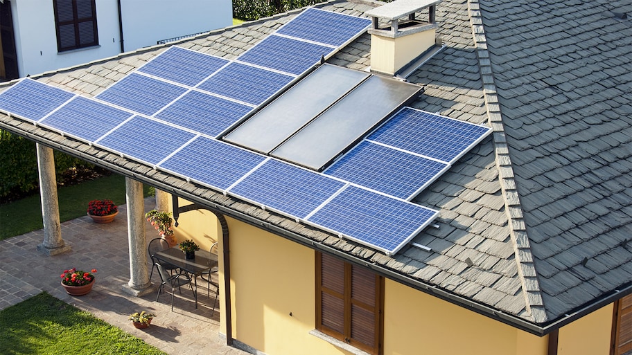 solar panels on home   