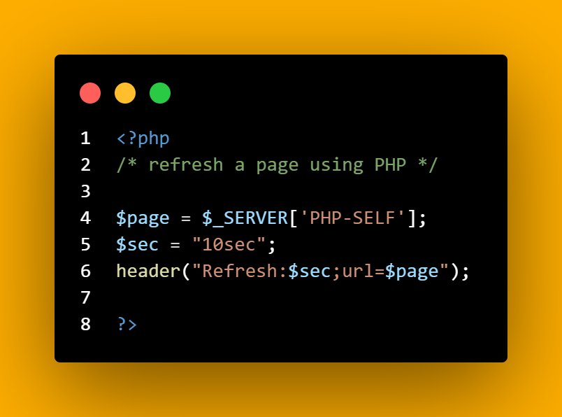 How to refresh a page using PHP