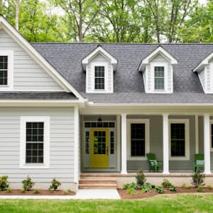 One and a half story house with concrete foundation