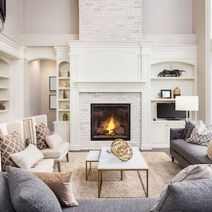 modern living room with fireplace