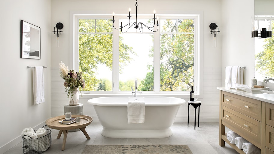 luxurious bathroom with candelabra