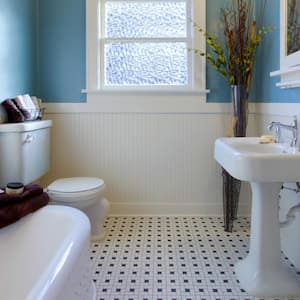 An antique luxury design of blue bathroom