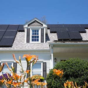 Solar panels on the roof of a house