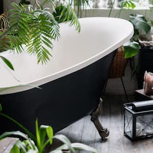 A black vintage freestanding soaker tub