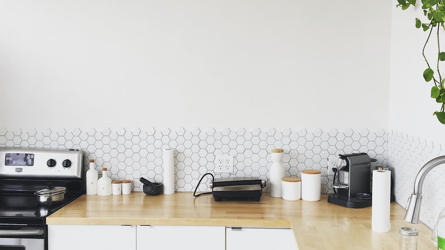 Coffee machine on kitchen counter