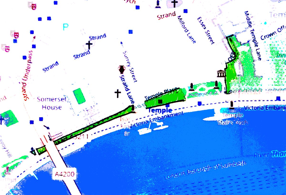 A re-designed map of the Embankment area with saturated colours