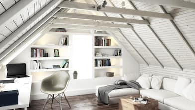 A white attic studio