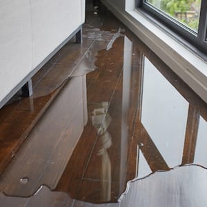 Water leaking onto hardwood floor