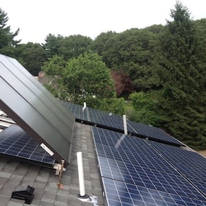 Solar panels on top of a house