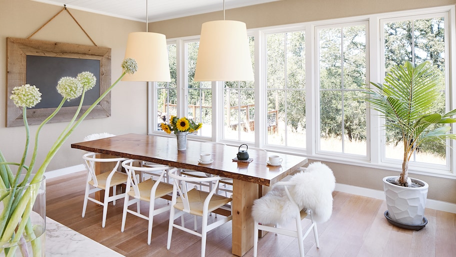 dining room with farmhouse style 