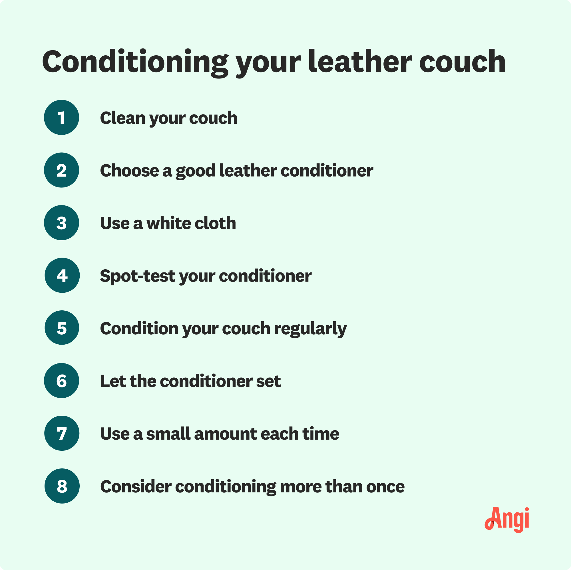 8 steps to conditioning your leather couch, including using a white cloth