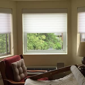 honeycomb shades in a sewing room