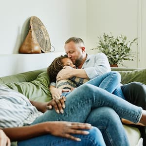 Happy family inside house