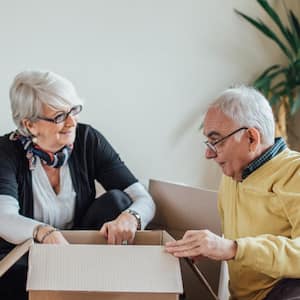 A senior couple at new apartment