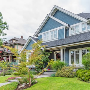 Home with shingled roof