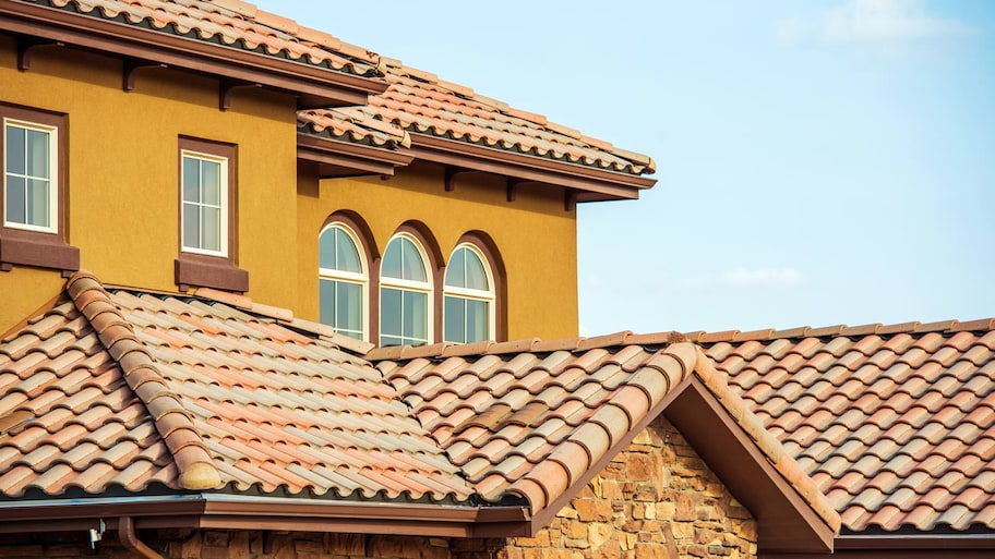 Shingles on the roof of a house