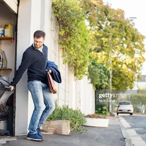 A man taking out the trash