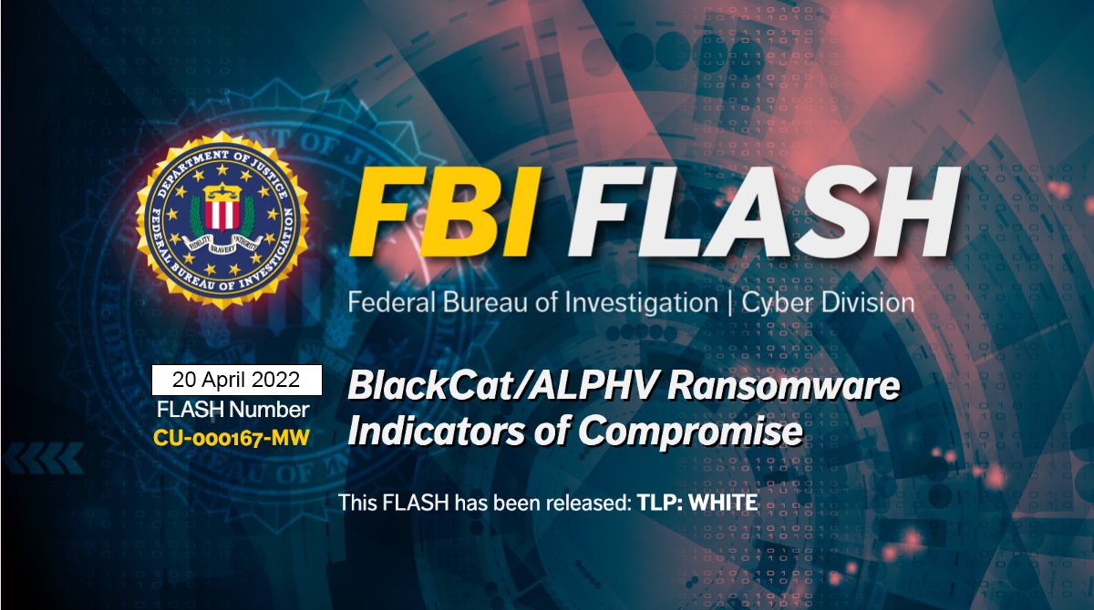 Image of FBI FLASH: BlackCat/ALPHV ransomware compromise