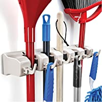 Home-it It Mop and Broom Holder, 5 Position with 6 Hooks Garage Storage Holds up to 11 Tools, Storage Solutions for...