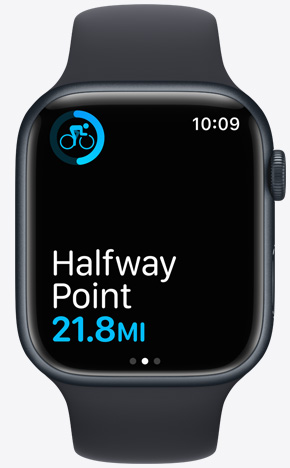 Apple Watch displaying halfway point