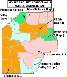 Map of Venango County Pennsylvania School Districts.png