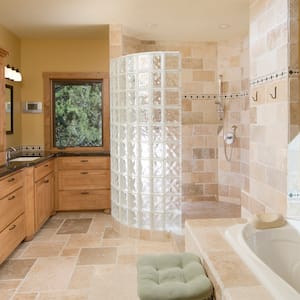 large bathroom with shower and tub