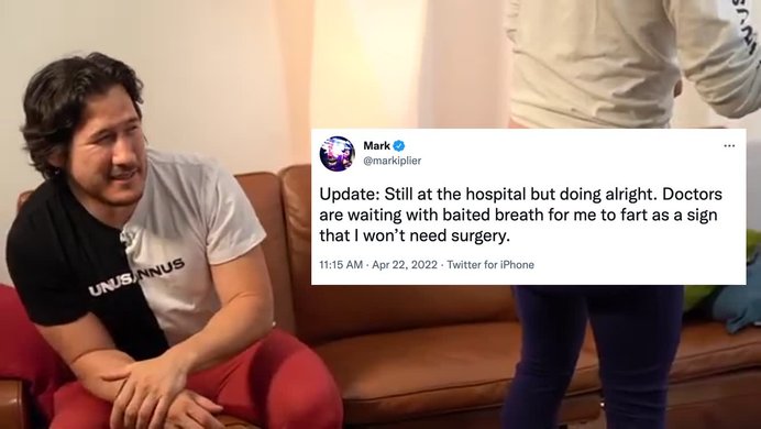 Markiplier fart tweet depicting the youtuber sitting on a couch.