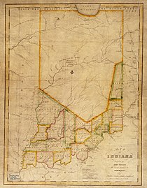 A crude map of Indiana with only a handful of southern counties delineated