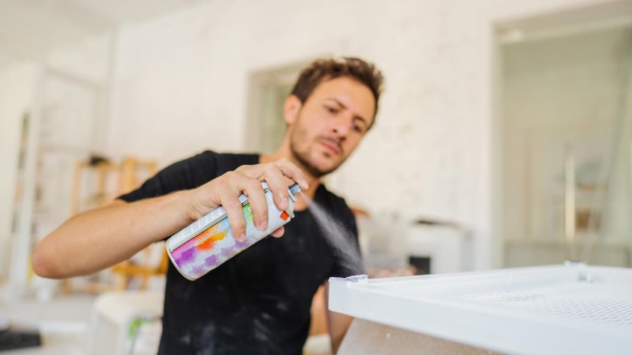 Man having a craft project by himself