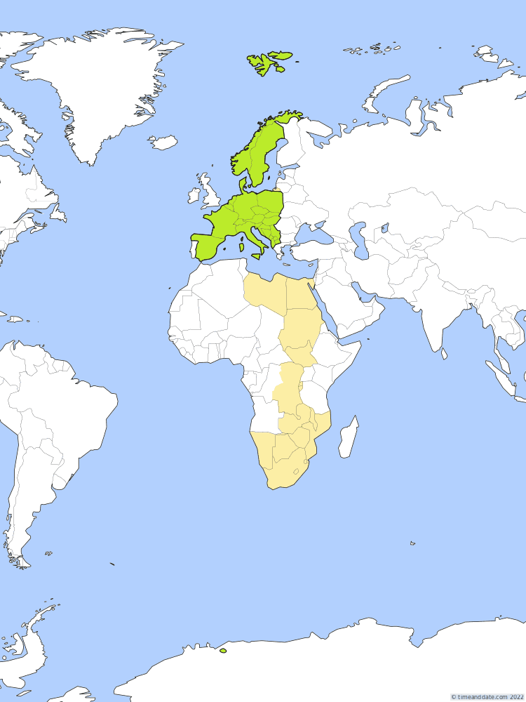 Time zone map of CEST