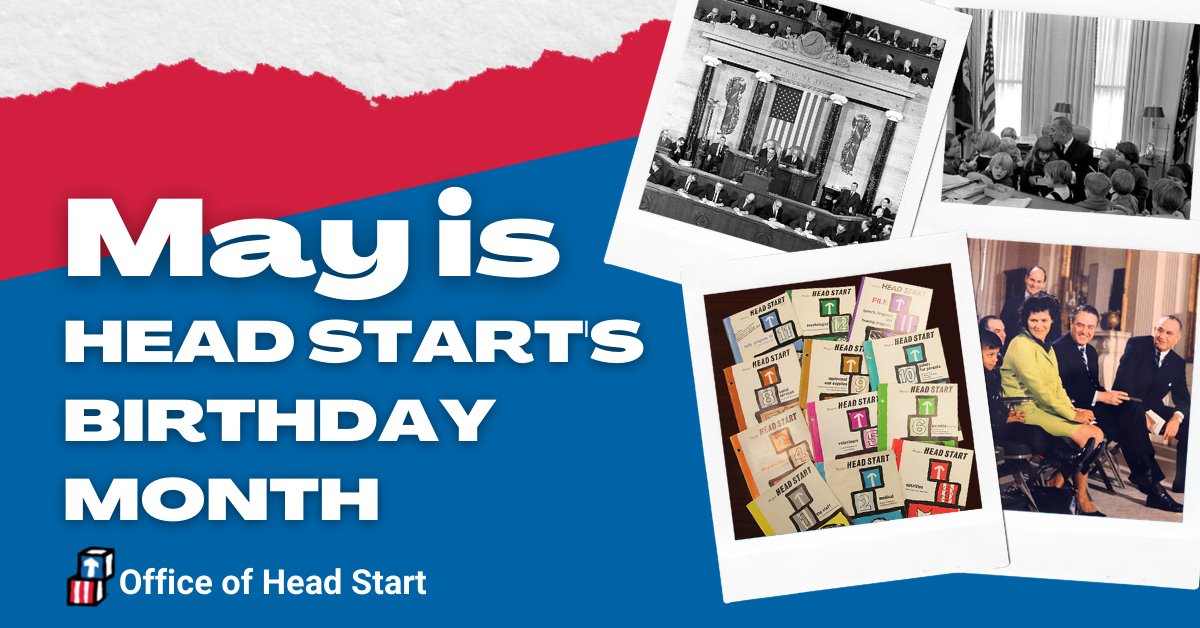 Graphic with text, "May is Head Start's Birthday Month."