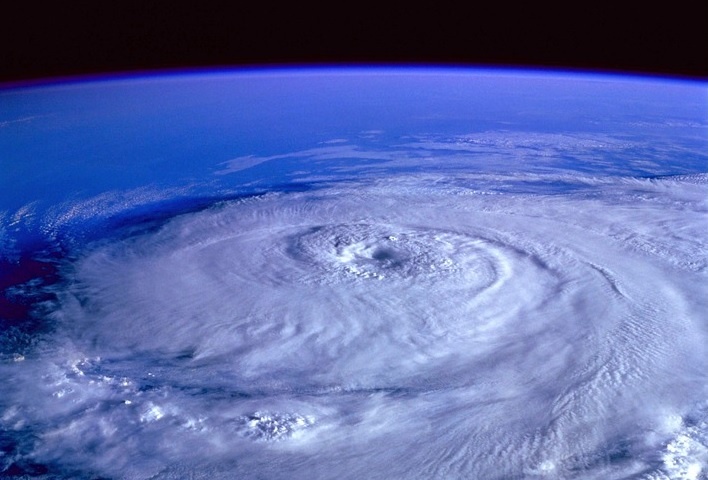 A satellite image of a hurricane.