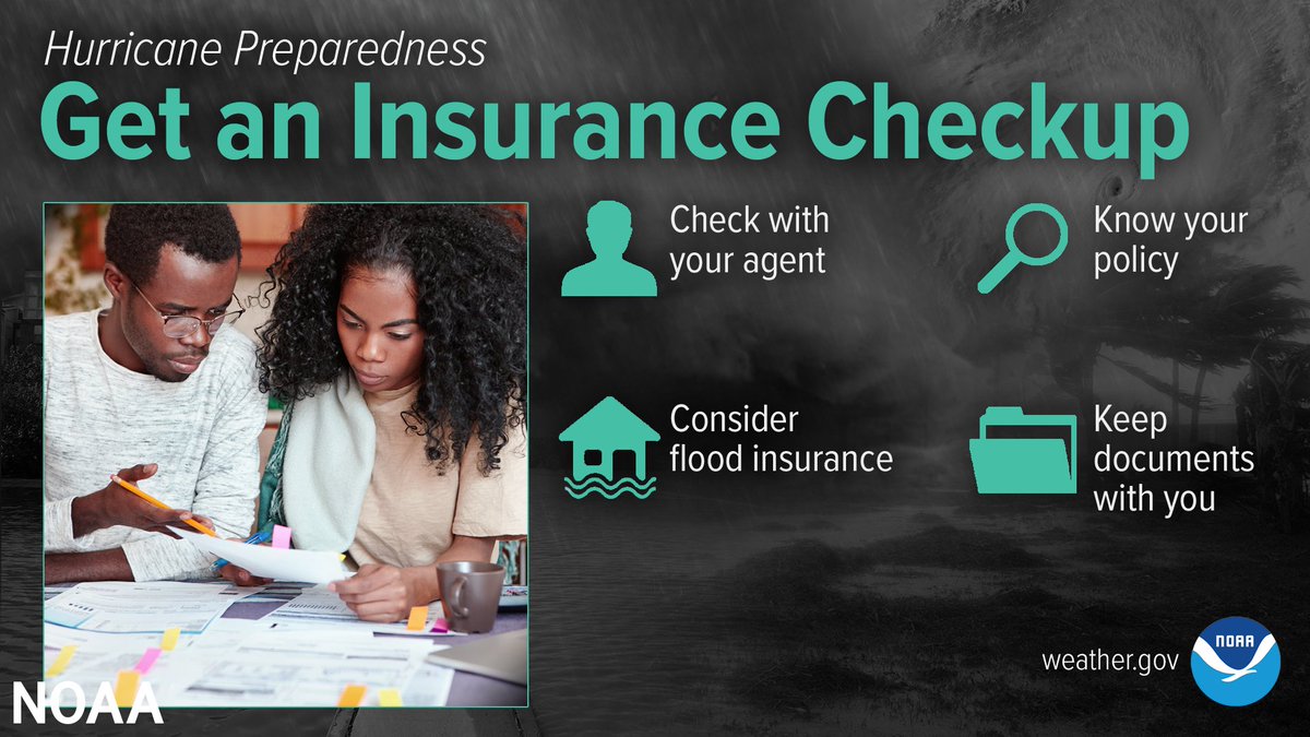 Hurricane Preparedness - Get an Insurance Checkup. Check with your agent. Know your policy. Consider flood insurance. Keep documents with you.