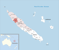 Location of the commune (in red) within New Caledonia