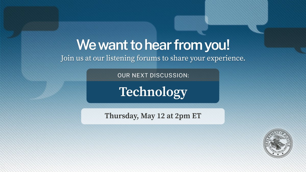 We want to hear from you! Join us at our listening forums to share your experience. Our next discussion: Technology. Thursday, May 12 at 2pm ET. 