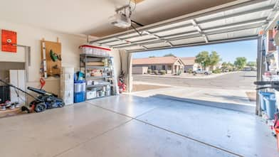 The interior of a tidy residential garage