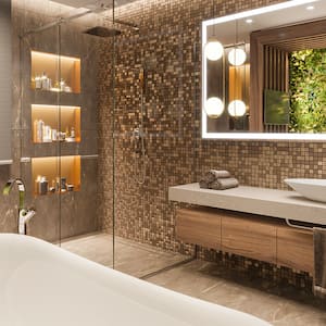 luxurious bathroom interior with tv