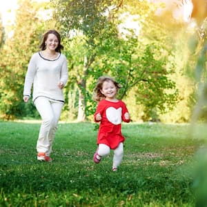 Mother and daughter playing 